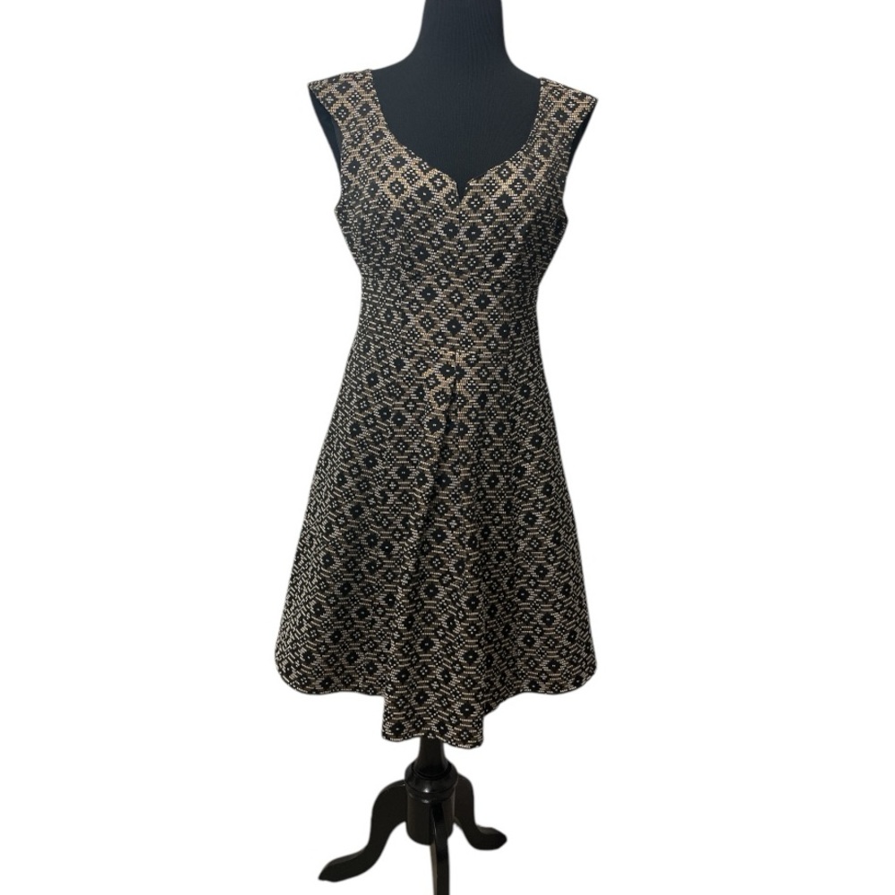 Nanette Lepore Magic Trick Dress Size 6 Brocade Black/Gold/White